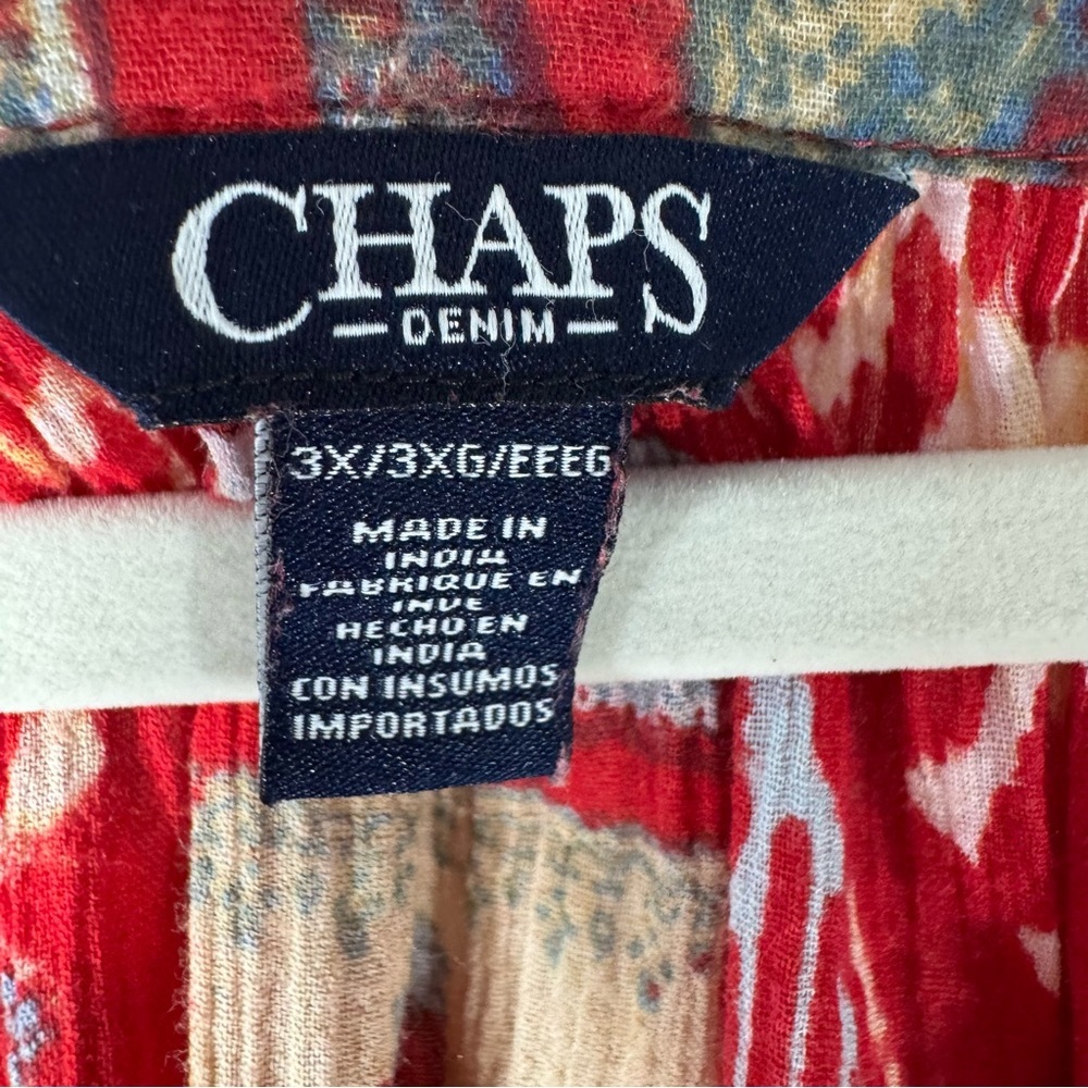 Chaps Red Patchwork Western Peasant Blouse - image 7